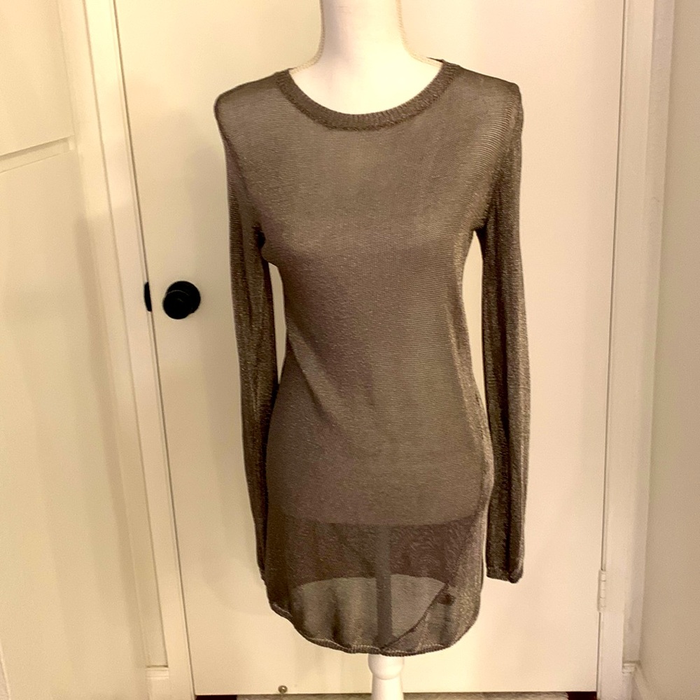 Keith Silver Sheer Long Sleeve Crew Neck size S
